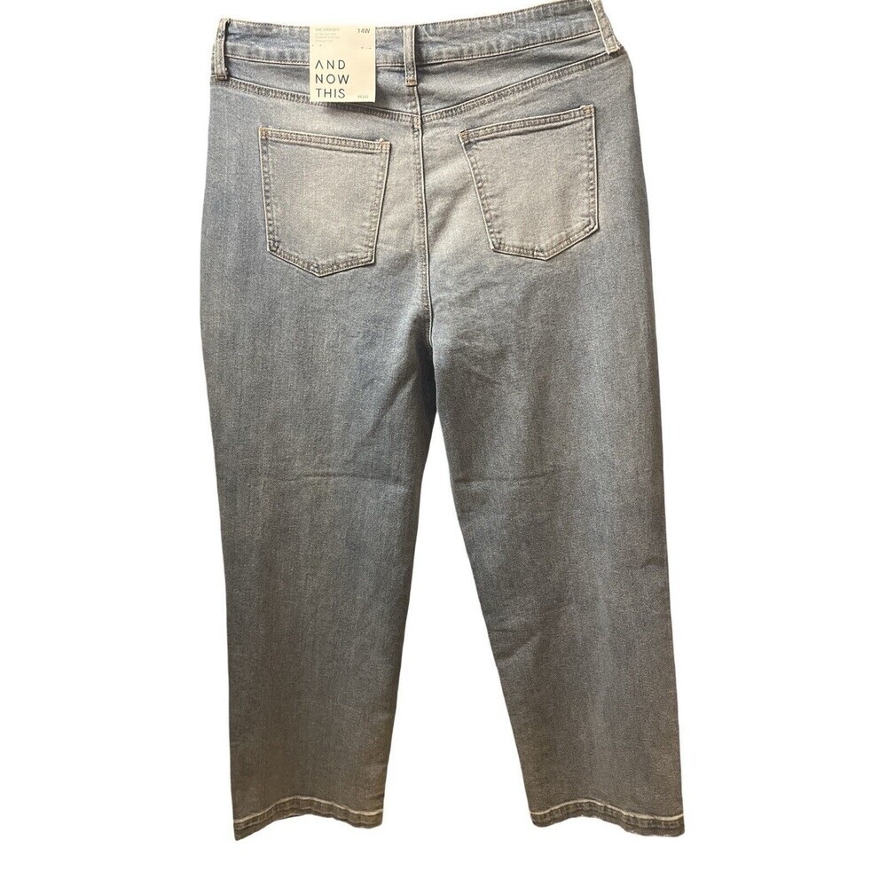 NWT AND NOW THIS Ultra Rise Straight Leg 2Toned Denim Jeans Women’s Plus Size-14 - Picture 8 of 14
